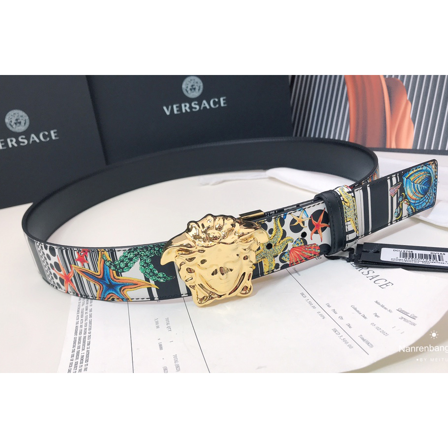 Versace Marine Organism Print 40 MM Belt  - PerfectKickZ
