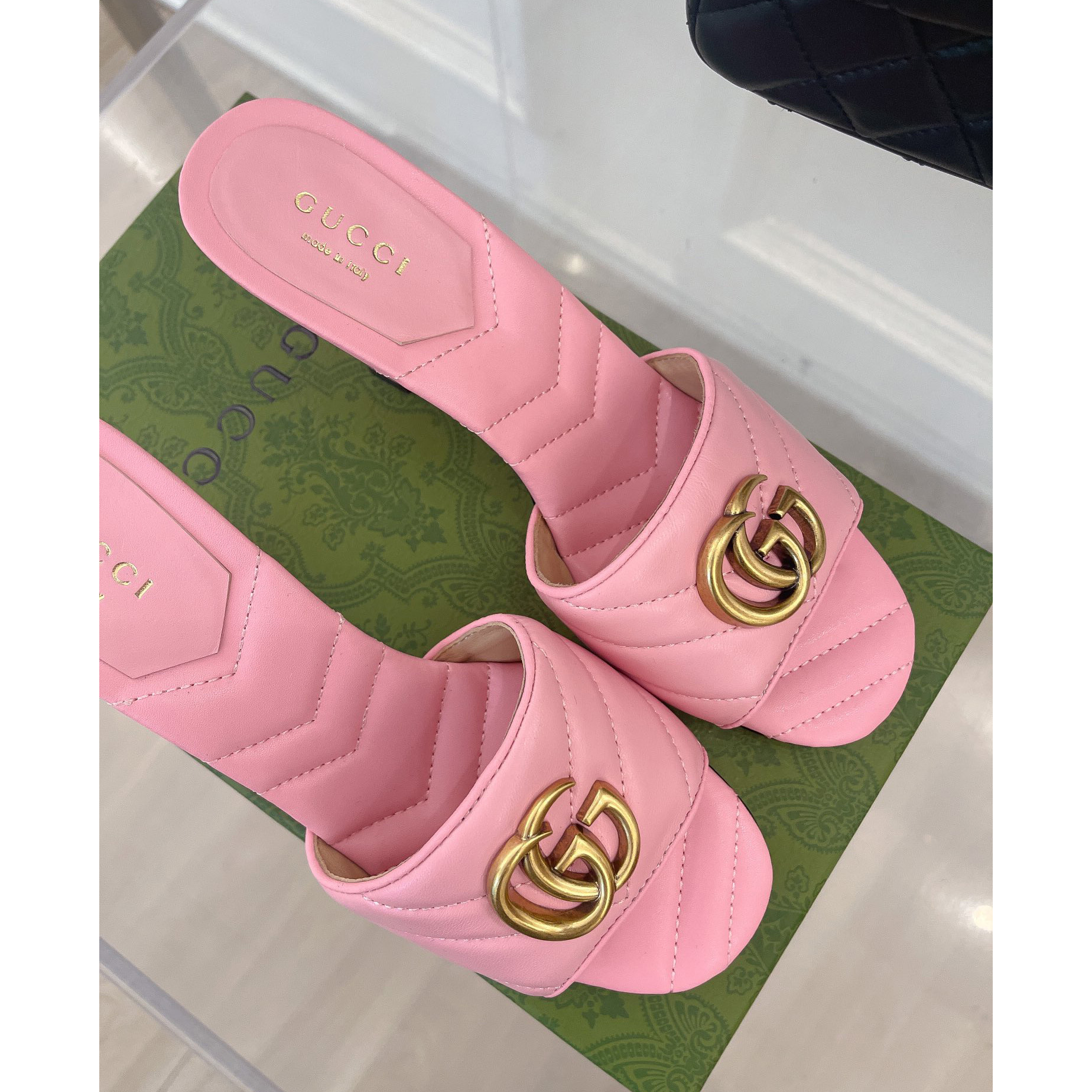 Gucci Women's Double G Slide Sandal With Heel Height Of 7.5cm - PerfectKickZ