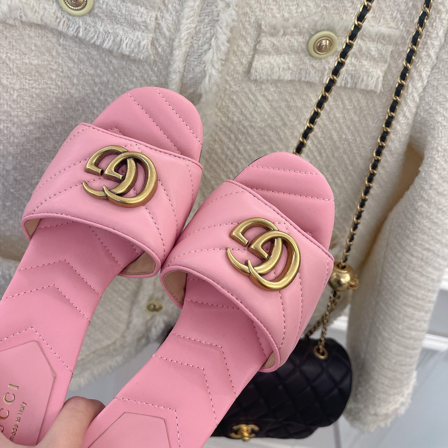 Gucci Women's Double G Slide Sandal With Heel Height Of 7.5cm - PerfectKickZ