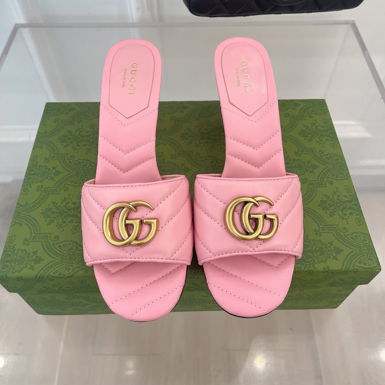 Gucci Women's Double G Slide Sandal With Heel Height Of 7.5cm - PerfectKickZ