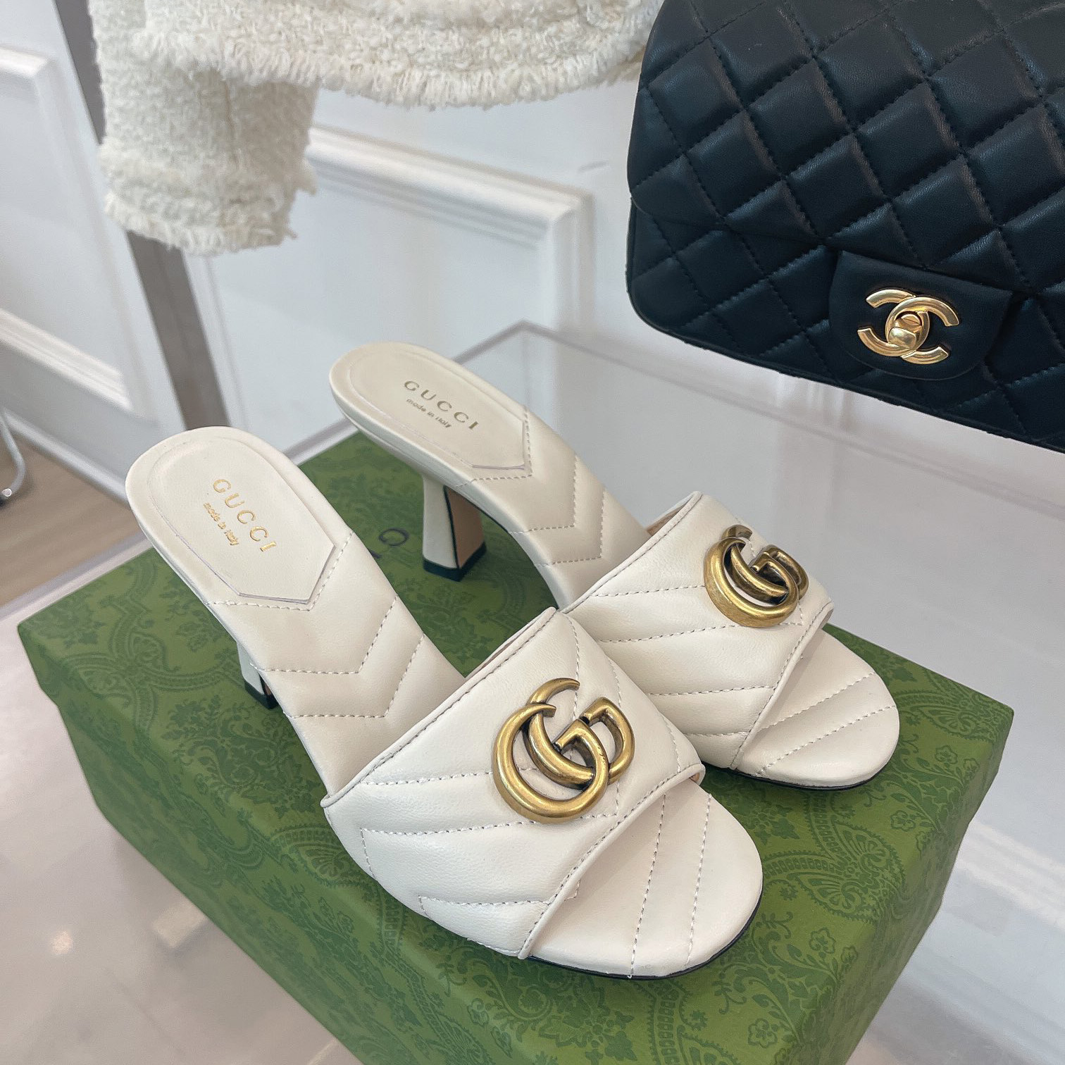 Gucci Women's Double G Slide Sandal With Heel Height Of 7.5cm - PerfectKickZ