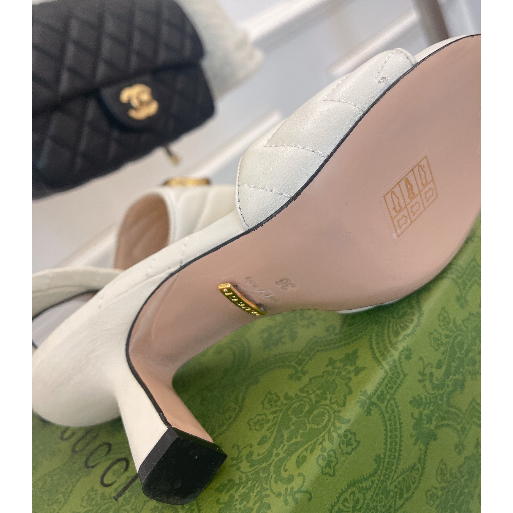 Gucci Women's Double G Slide Sandal With Heel Height Of 7.5cm - 