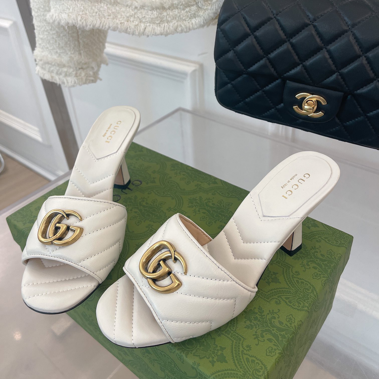 Gucci Women's Double G Slide Sandal With Heel Height Of 7.5cm - PerfectKickZ