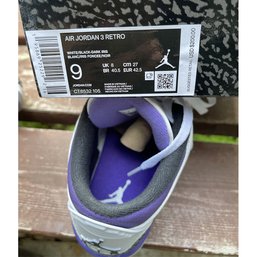 Air Jordan 3 Retro Dark Iris 2022 Sneaker   CT8532-105 - PerfectKickZ