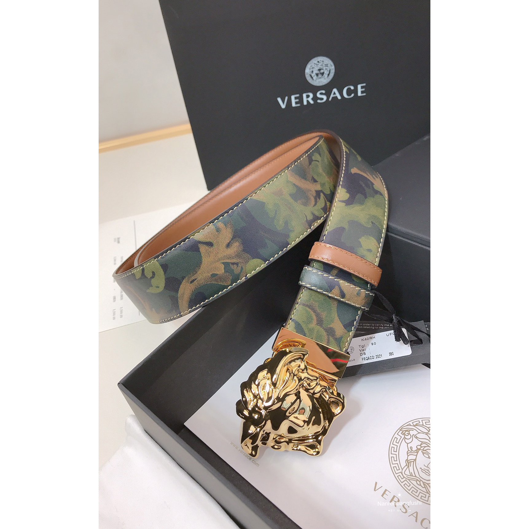 Versace Barocco Print Palazzo 40 MM Belt  - PerfectKickZ