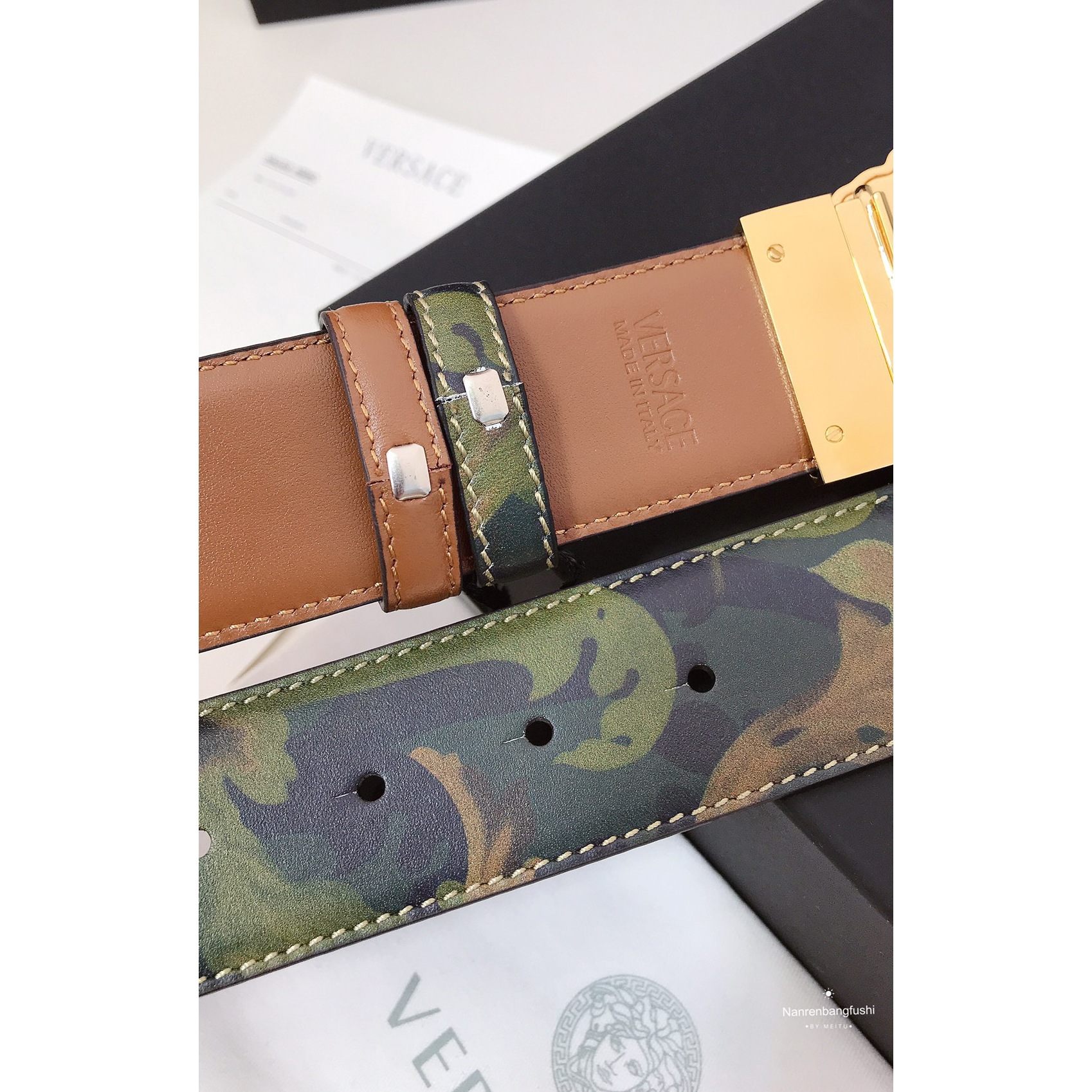 Versace Barocco Print Palazzo 40 MM Belt  - 