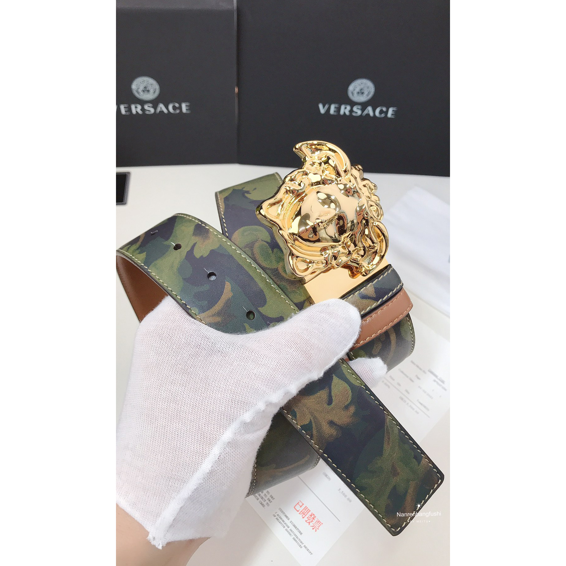 Versace Barocco Print Palazzo 40 MM Belt  - PerfectKickZ