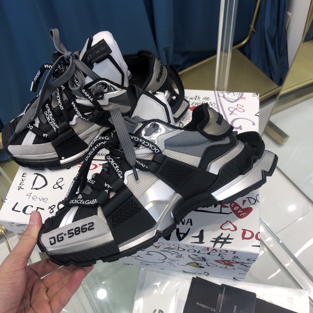 Dolce & Gabbana Mixed-Material Space Sneakers - PerfectKickZ