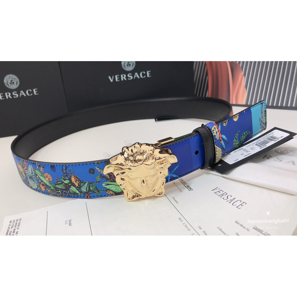 Versace Marine Organism Print 40 MM Belt  - PerfectKickZ