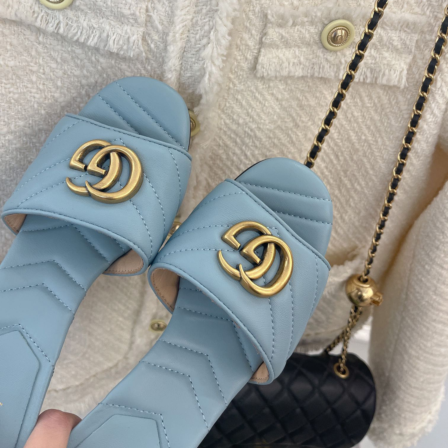 Gucci Women's Double G Slide Sandal With Heel Height Of 7.5cm - PerfectKickZ