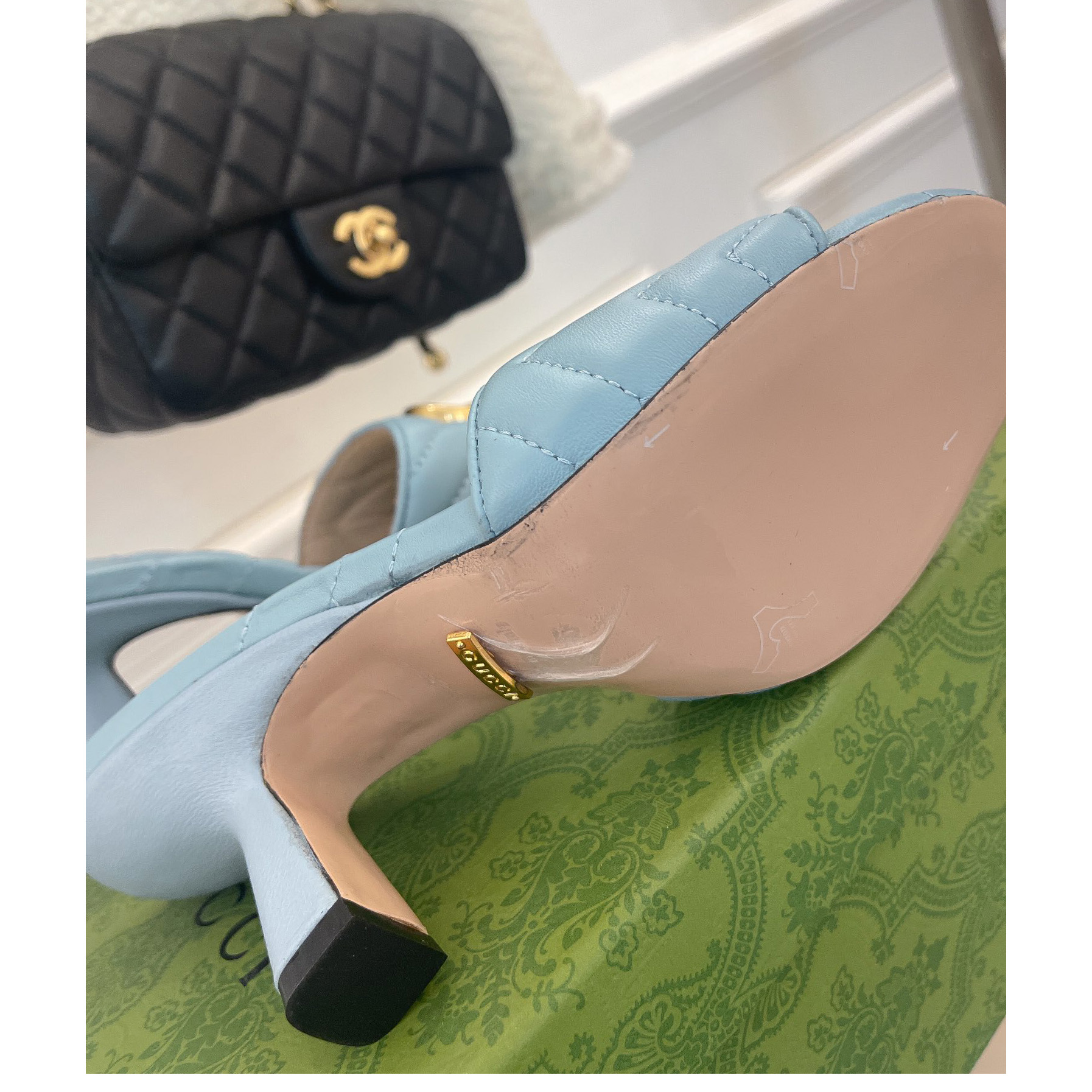 Gucci Women's Double G Slide Sandal With Heel Height Of 7.5cm - PerfectKickZ