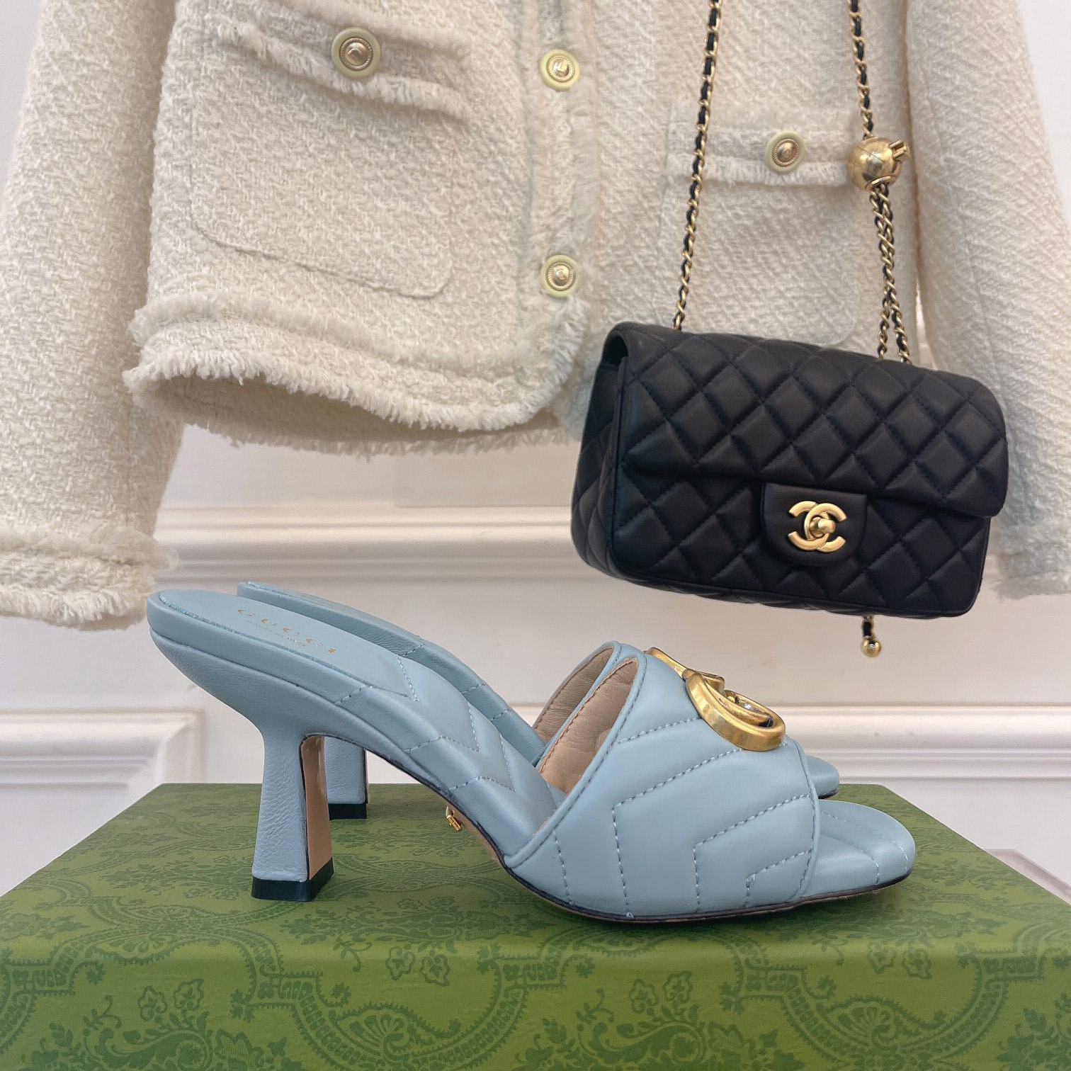 Gucci Women's Double G Slide Sandal With Heel Height Of 7.5cm - PerfectKickZ