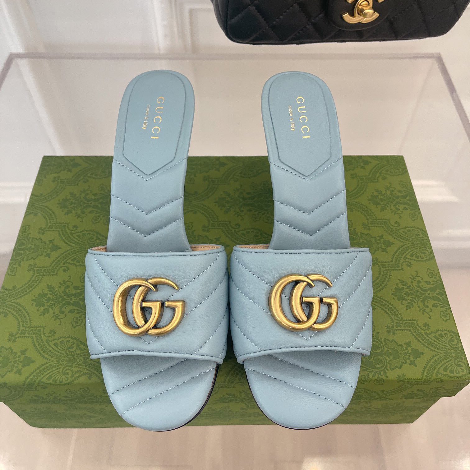 Gucci Women's Double G Slide Sandal With Heel Height Of 7.5cm - PerfectKickZ
