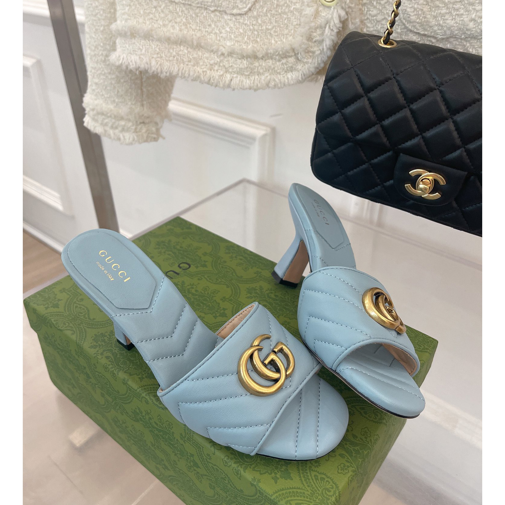 Gucci Women's Double G Slide Sandal With Heel Height Of 7.5cm - PerfectKickZ