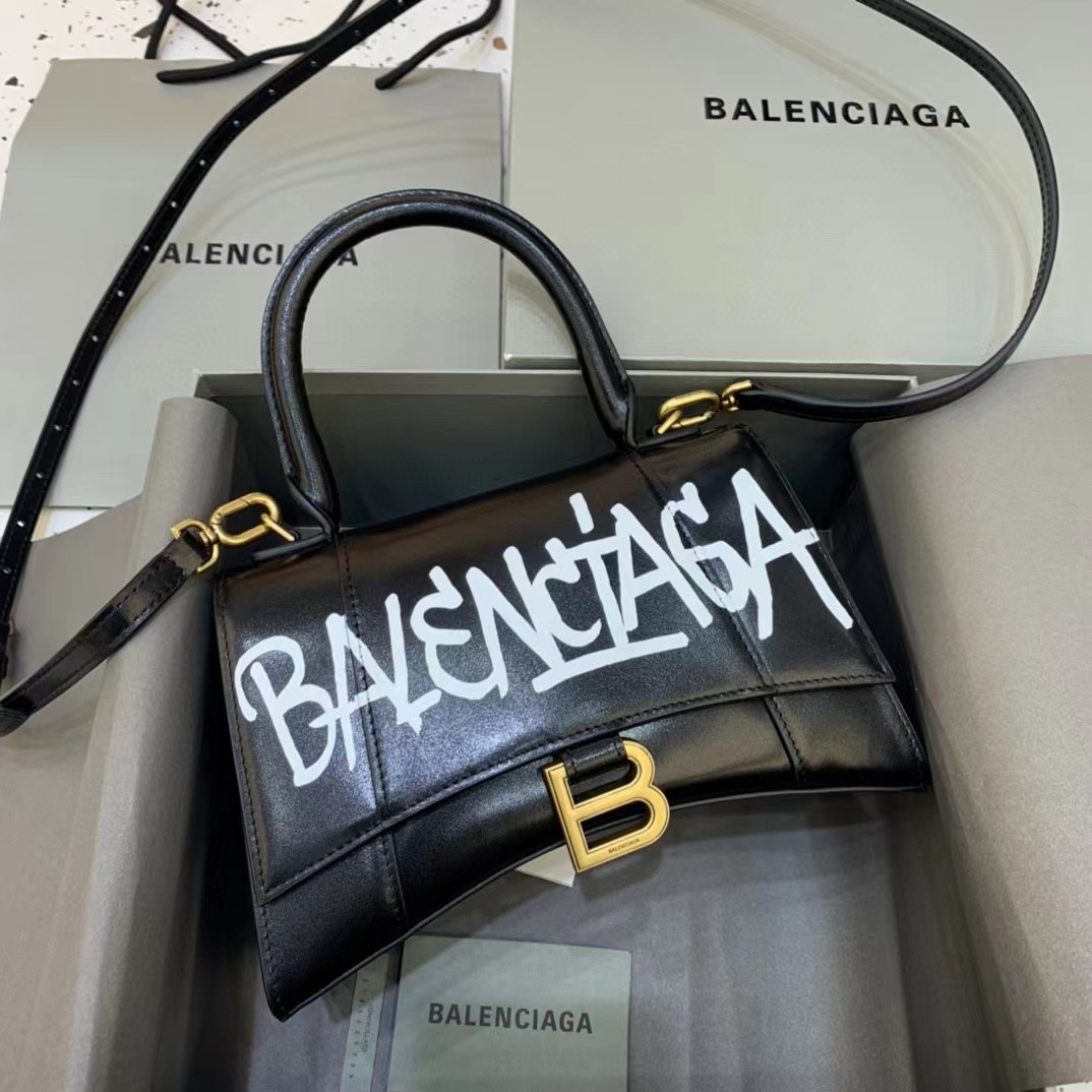 Balenciaga Logo Print Leather Handbag(23-14-10cm) - PerfectKickZ