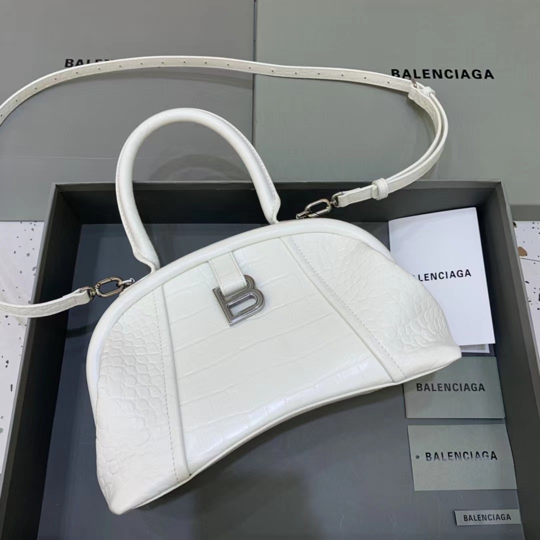 Balenciaga Women's Editor Small Bag Crocodile Embossed In White（27-15.5-11CM） - PerfectKickZ