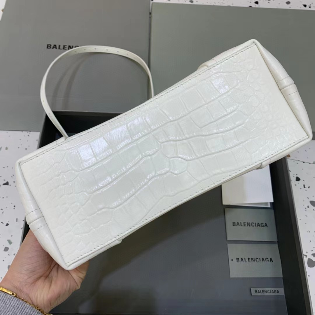 Balenciaga Women's Editor Small Bag Crocodile Embossed In White（27-15.5-11CM） - PerfectKickZ