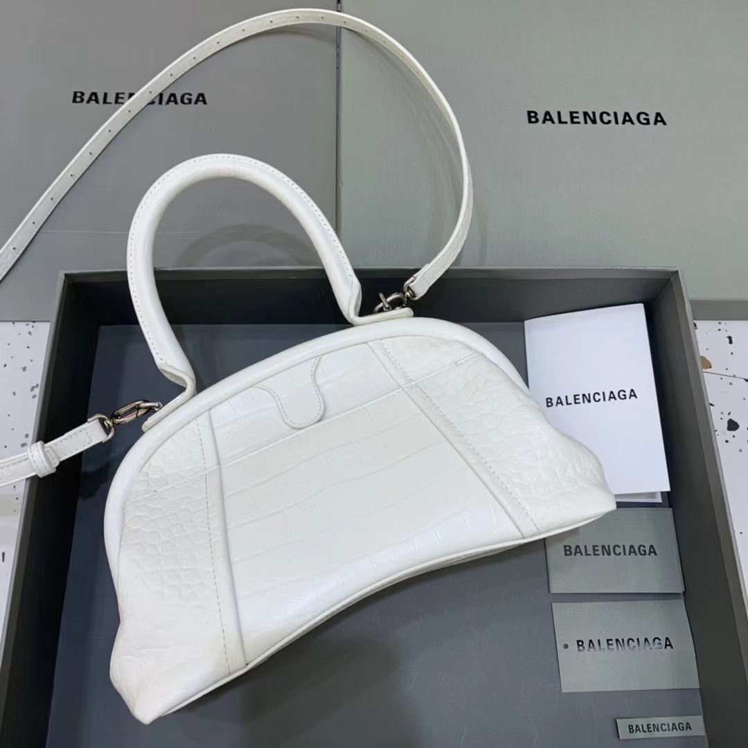 Balenciaga Women's Editor Small Bag Crocodile Embossed In White（27-15.5-11CM） - PerfectKickZ
