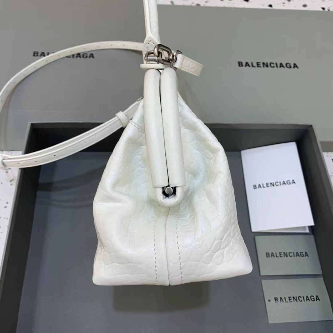 Balenciaga Women's Editor Small Bag Crocodile Embossed In White（27-15.5-11CM） - PerfectKickZ