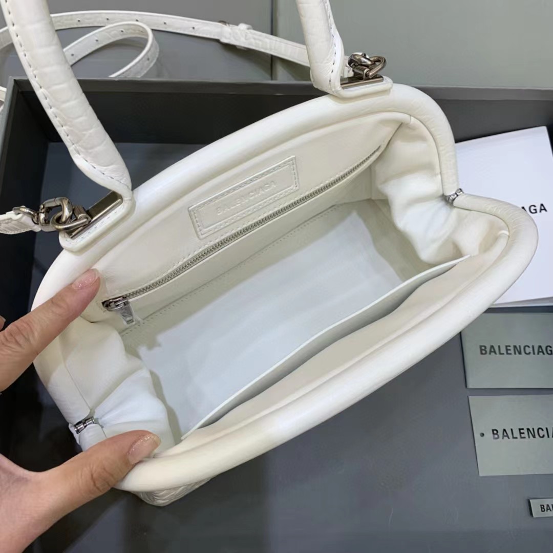 Balenciaga Women's Editor Small Bag Crocodile Embossed In White（27-15.5-11CM） - PerfectKickZ
