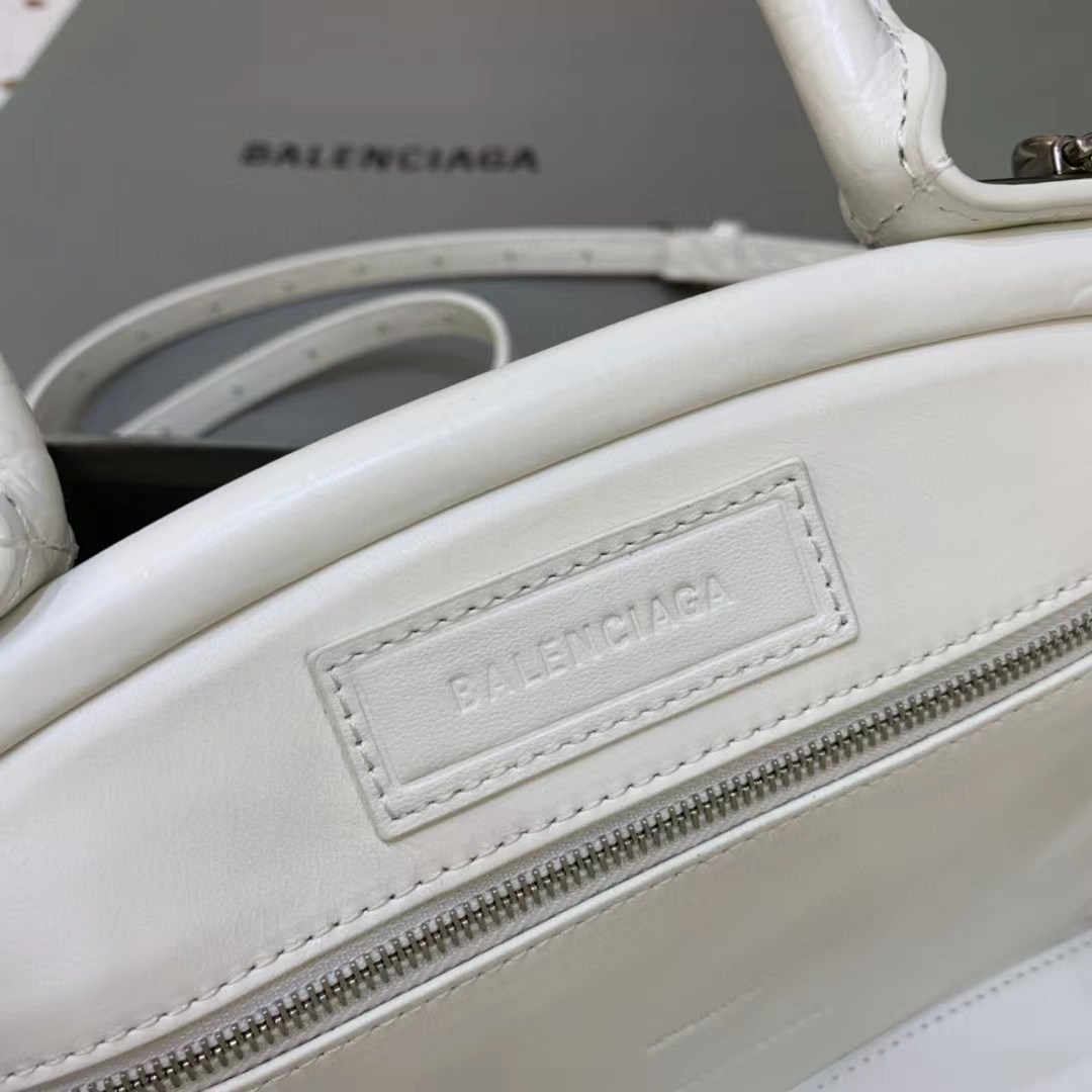 Balenciaga Women's Editor Small Bag Crocodile Embossed In White（27-15.5-11CM） - PerfectKickZ