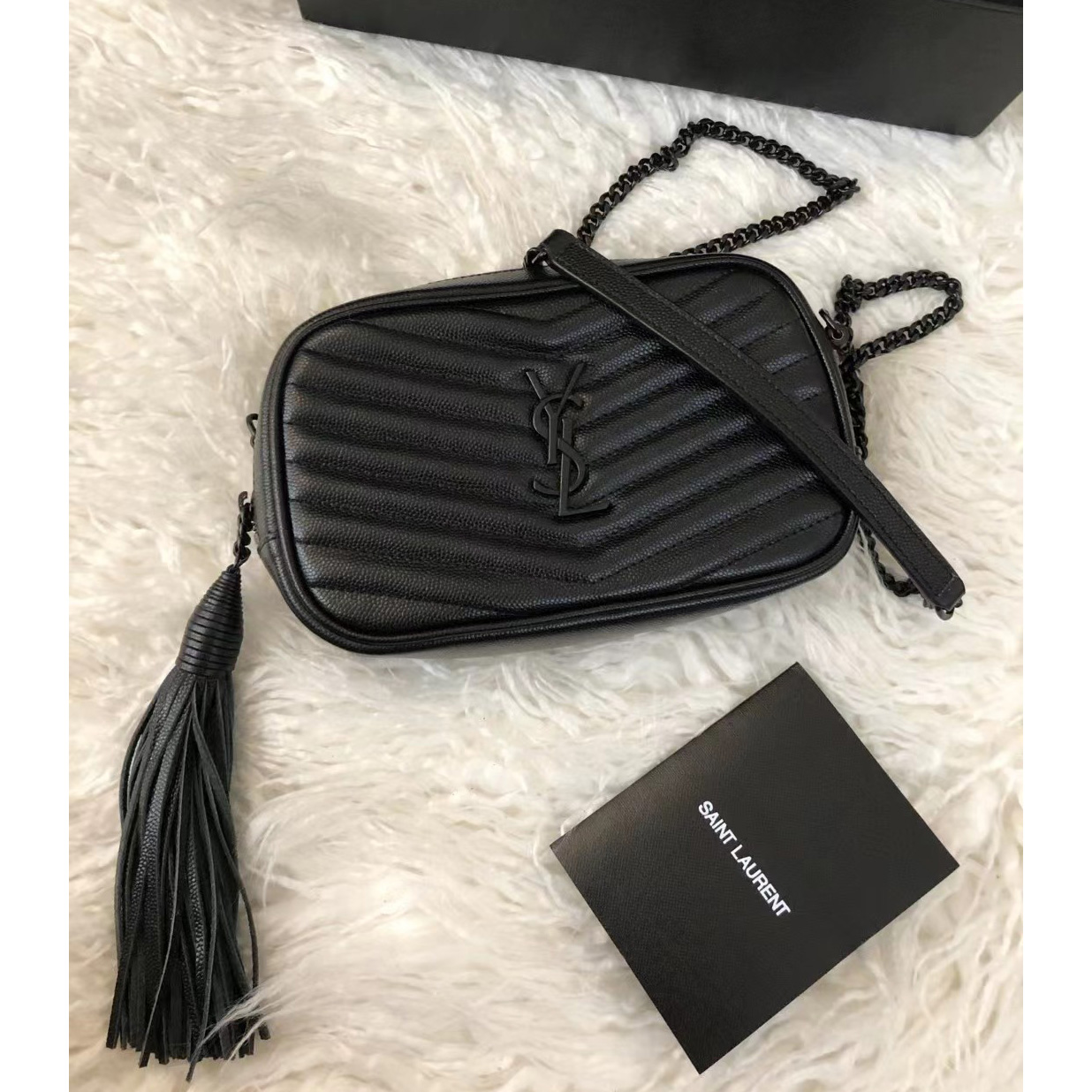 Saint Laurent Black Leather Shoulder Bag (19-10.5-5CM) - PerfectKickZ