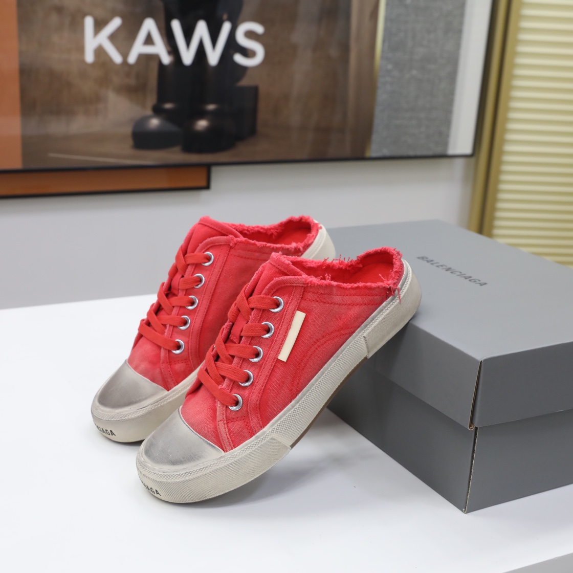 Balenciaga Men's Paris Sneaker Mule In Red - PerfectKickZ