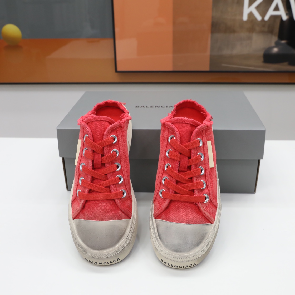 Balenciaga Men's Paris Sneaker Mule In Red - PerfectKickZ
