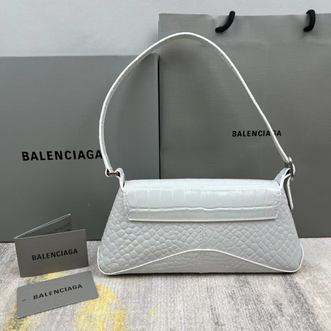 Balenciaga Women's XX Medium Flap Bag Crocodile Embossed In White（27-25.5-4CM） - PerfectKickZ