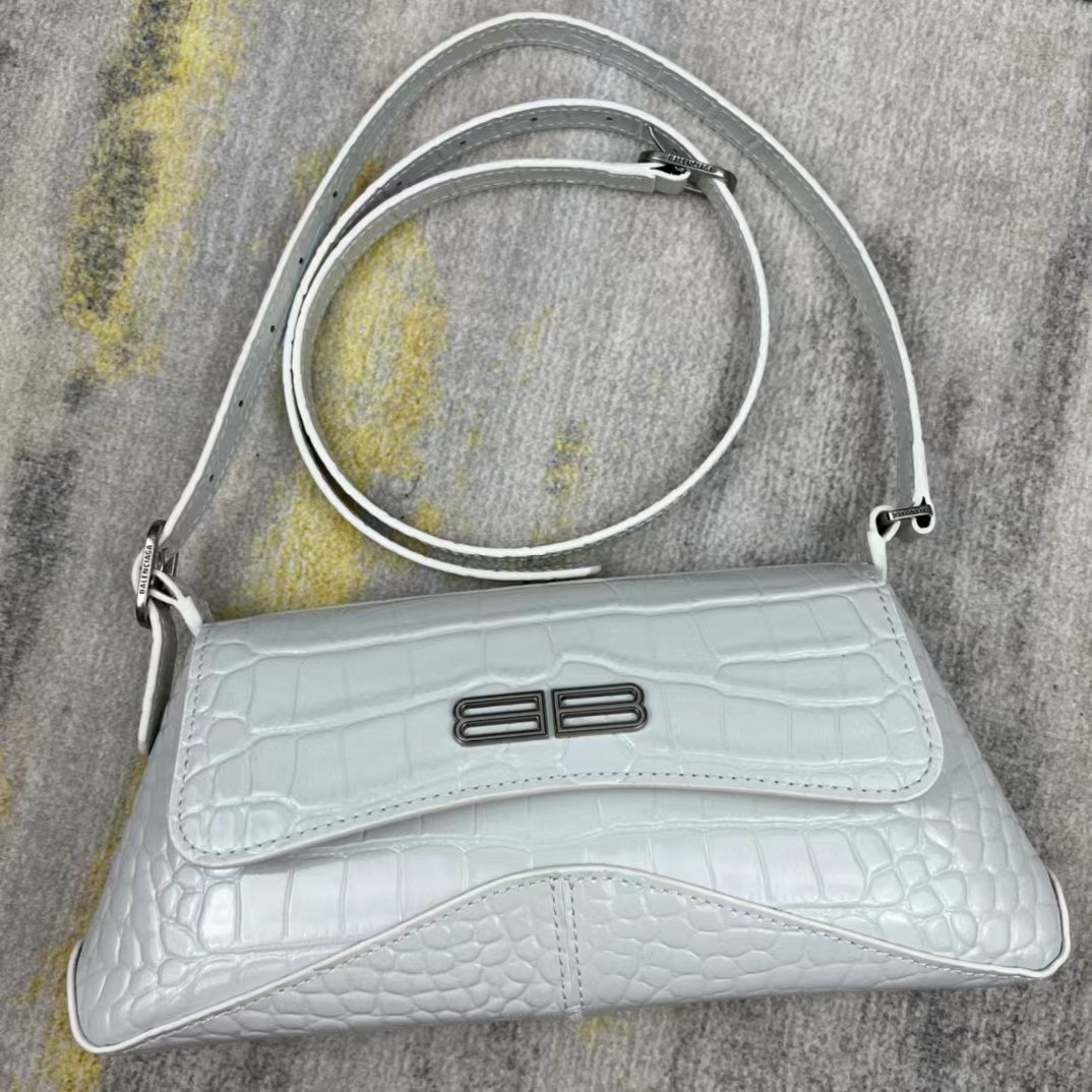 Balenciaga Women's XX Medium Flap Bag Crocodile Embossed In White（27-25.5-4CM） - PerfectKickZ