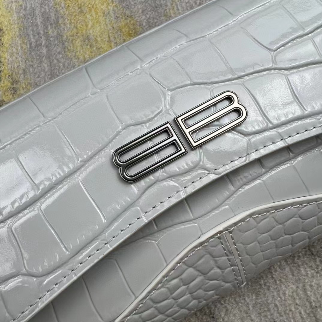 Balenciaga Women's XX Medium Flap Bag Crocodile Embossed In White（27-25.5-4CM） - PerfectKickZ
