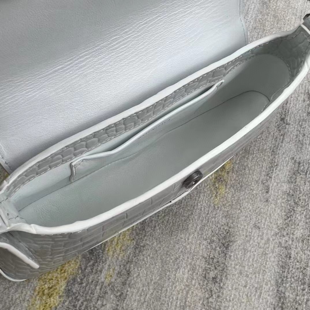 Balenciaga Women's XX Medium Flap Bag Crocodile Embossed In White（27-25.5-4CM） - PerfectKickZ