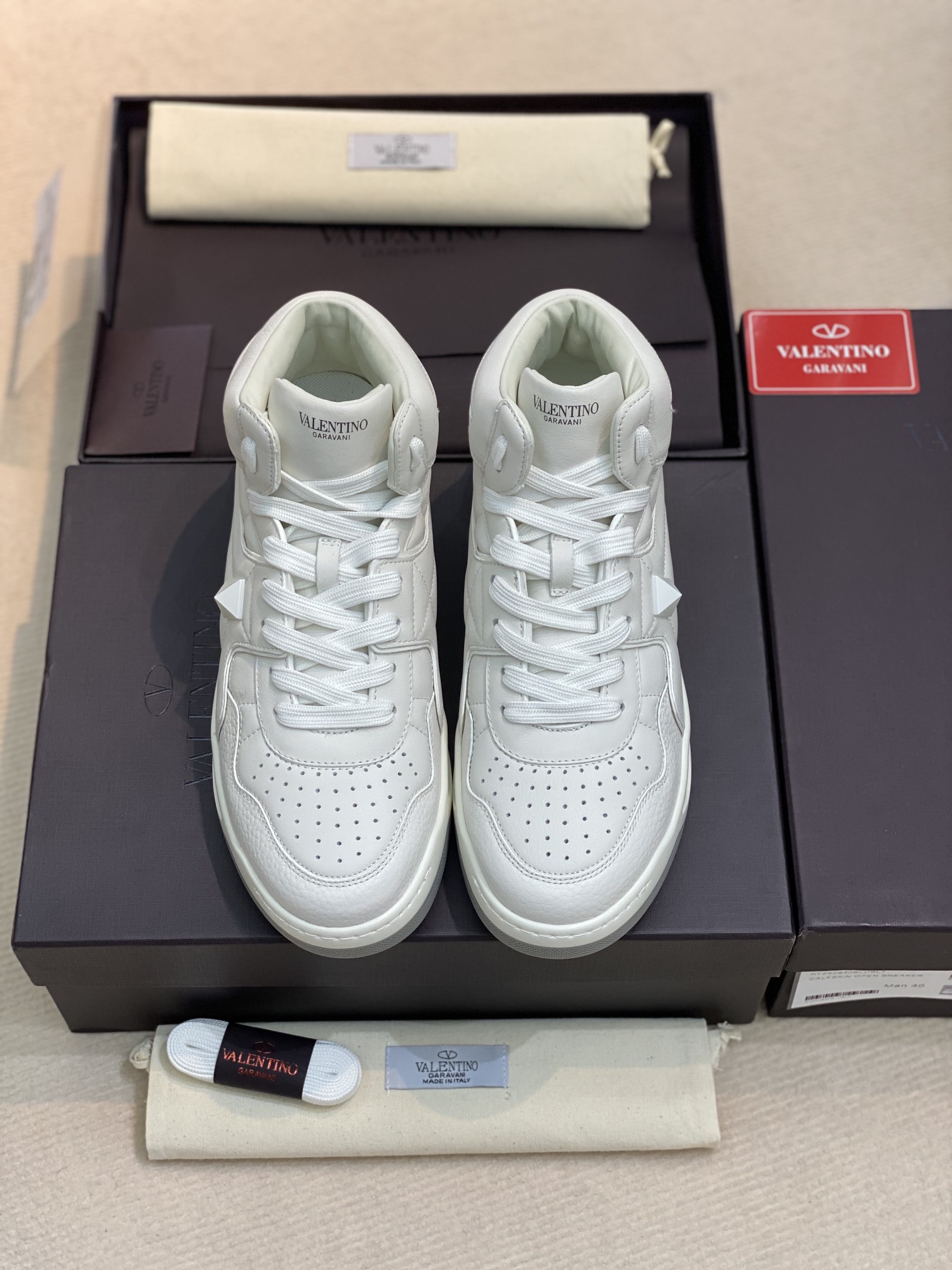 Valenti One Stud Mid-Top Nappa Sneaker - PerfectKickZ
