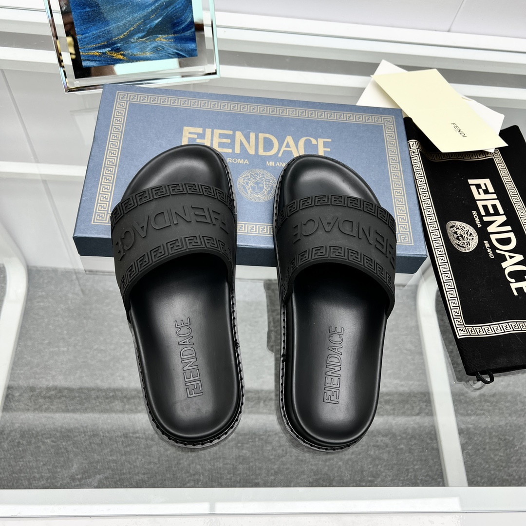 Versace x Fendi Fendace Logo  Sliders - PerfectKickZ