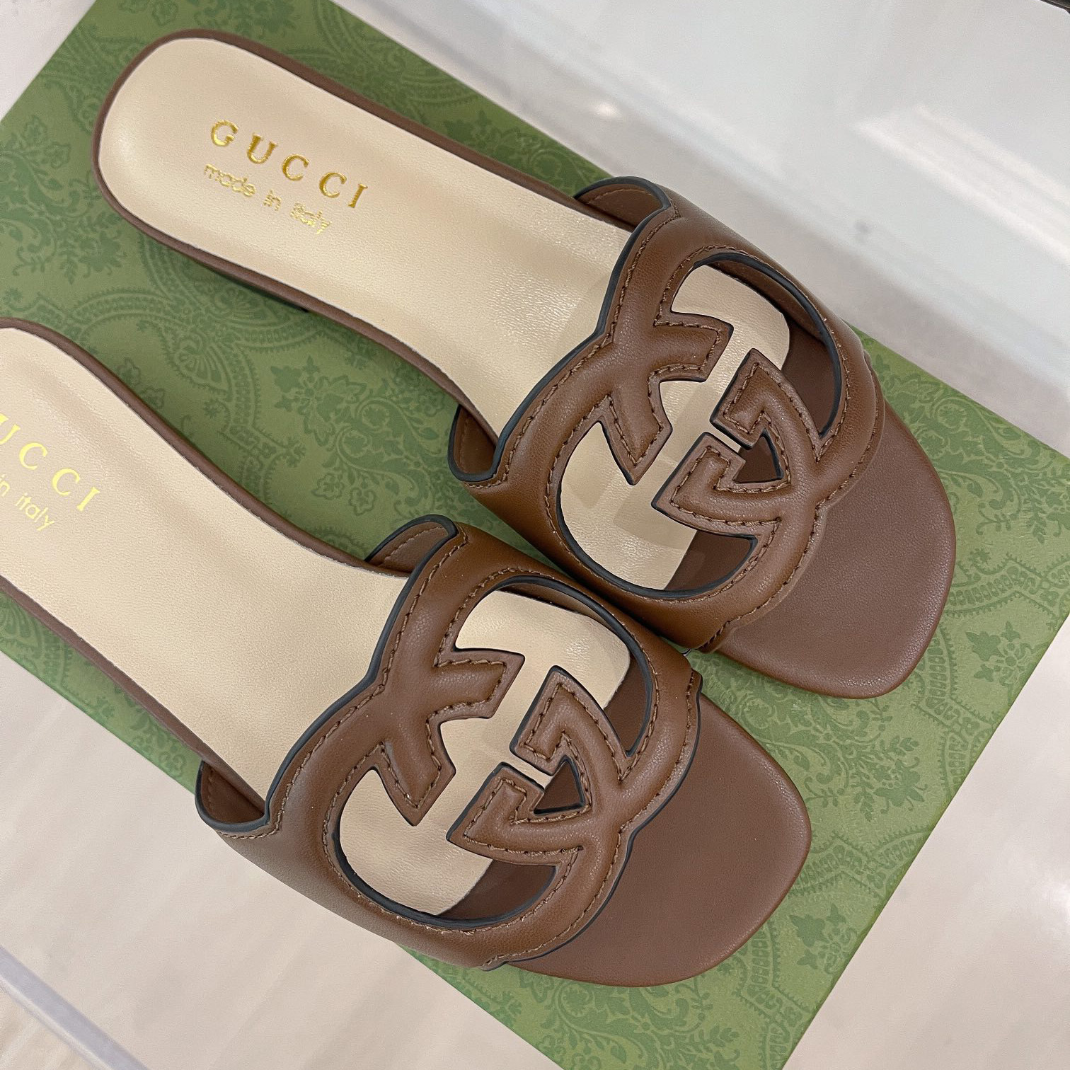 Gucci Women's Interlocking G Cut-Out Slide Sandal - 
