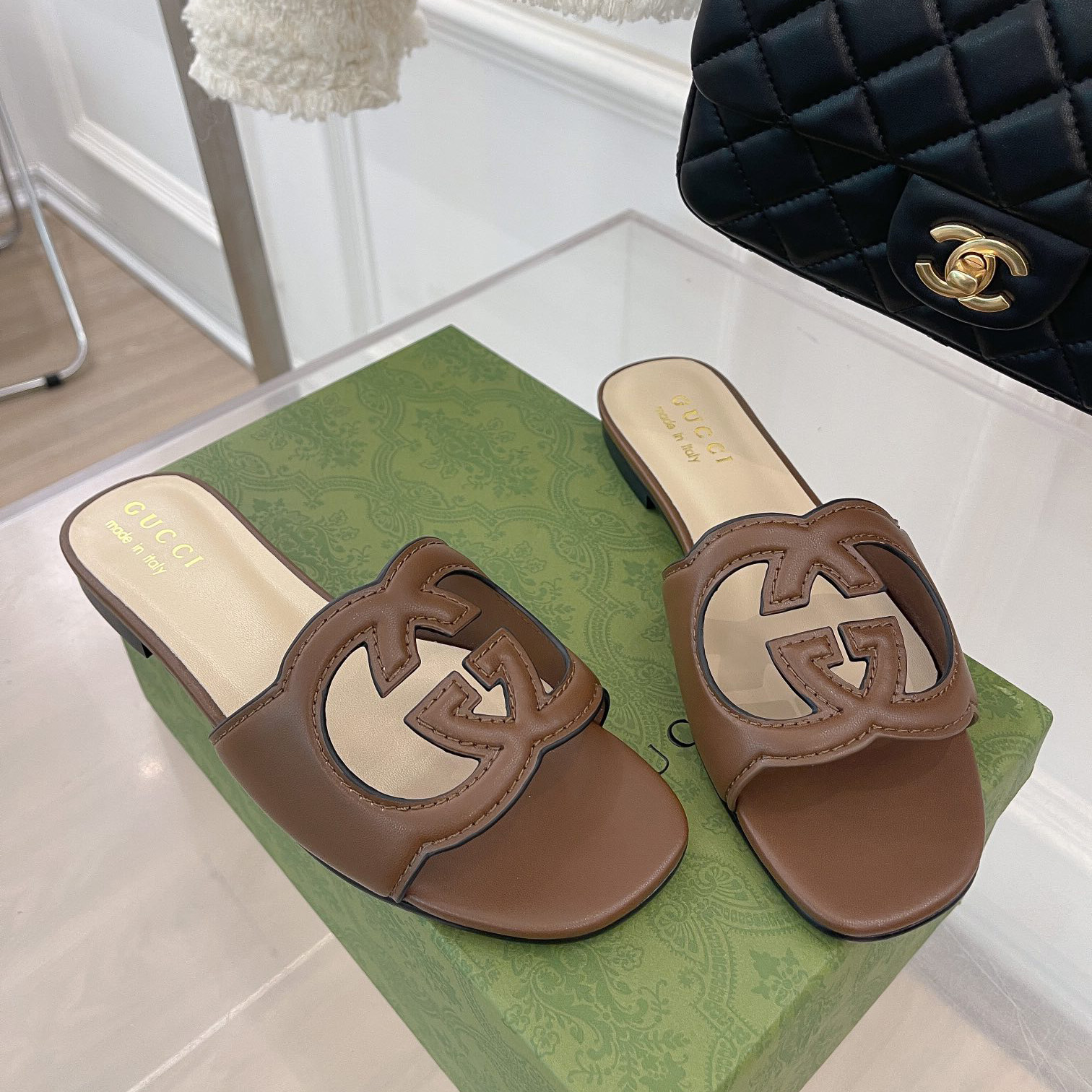 Gucci Women's Interlocking G Cut-Out Slide Sandal - 