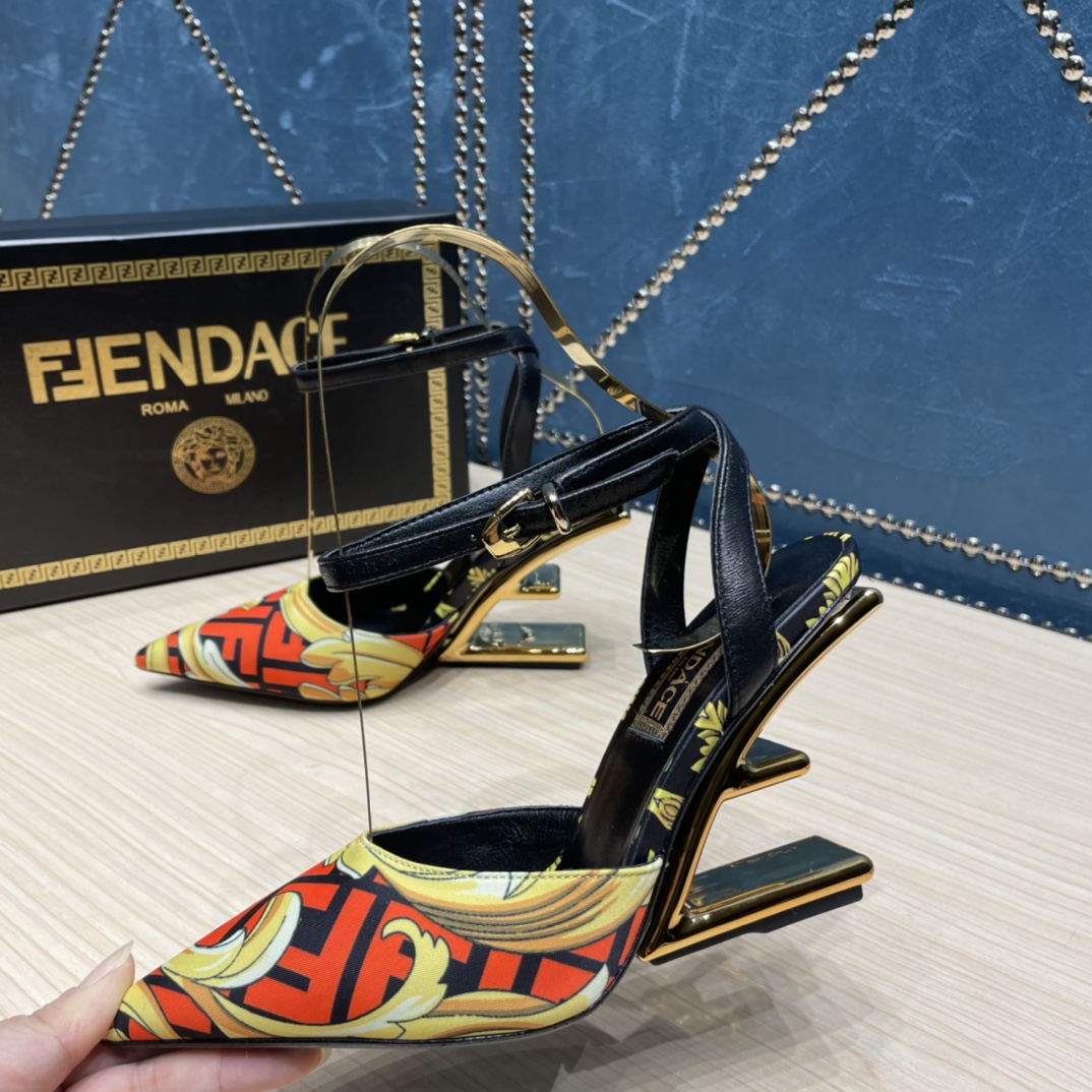 Fendi x Versace Fendace Printed Silk High-Heeled Slingbacks - PerfectKickZ