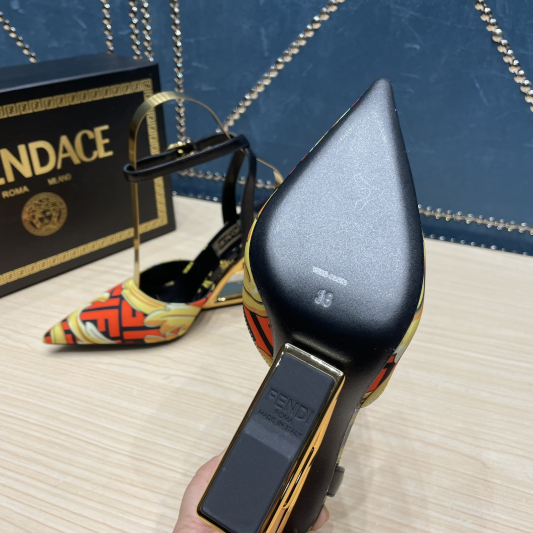 Fendi x Versace Fendace Printed Silk High-Heeled Slingbacks - PerfectKickZ