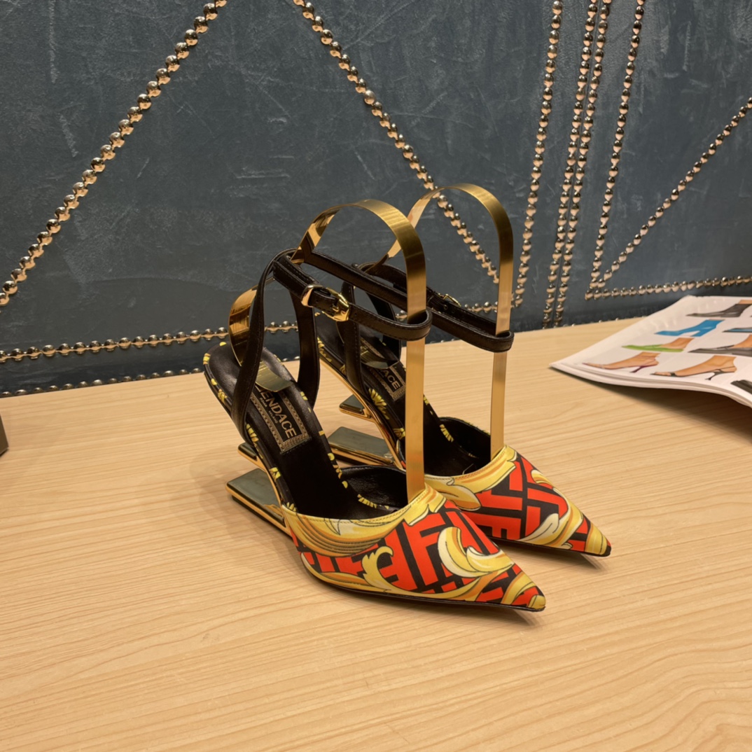 Fendi x Versace Fendace Printed Silk High-Heeled Slingbacks - PerfectKickZ