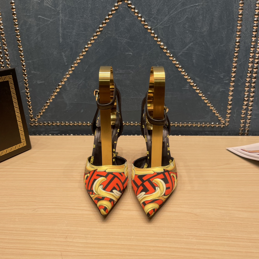 Fendi x Versace Fendace Printed Silk High-Heeled Slingbacks - PerfectKickZ