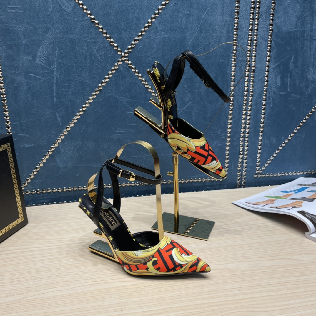 Fendi x Versace Fendace Printed Silk High-Heeled Slingbacks - PerfectKickZ