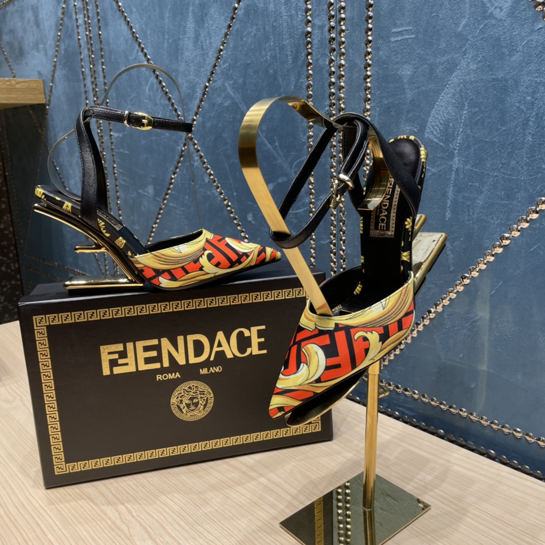 Fendi x Versace Fendace Printed Silk High-Heeled Slingbacks - PerfectKickZ