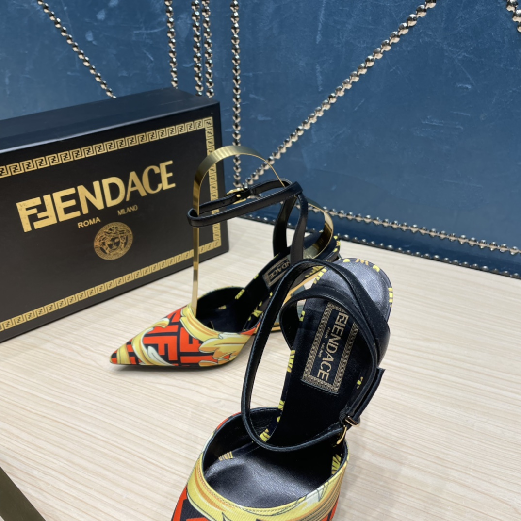 Fendi x Versace Fendace Printed Silk High-Heeled Slingbacks - PerfectKickZ