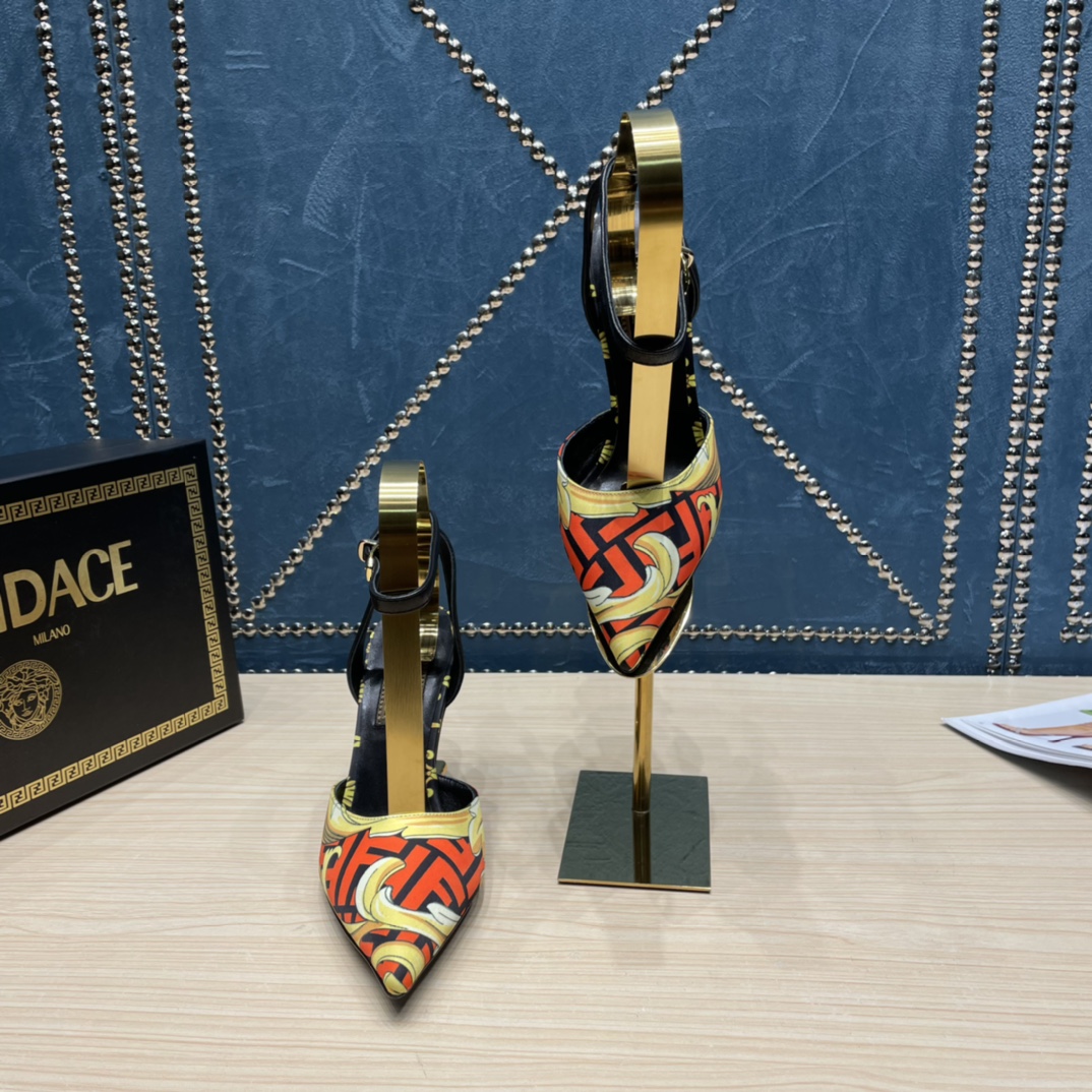 Fendi x Versace Fendace Printed Silk High-Heeled Slingbacks - PerfectKickZ