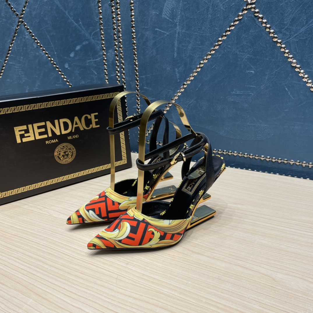 Fendi x Versace Fendace Printed Silk High-Heeled Slingbacks - PerfectKickZ