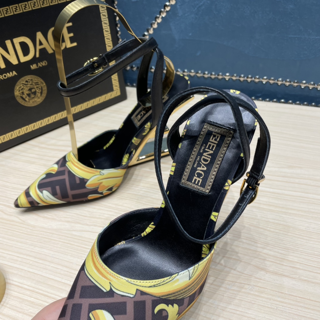 Fendi x Versace Fendace Printed Silk High-Heeled Slingbacks - PerfectKickZ