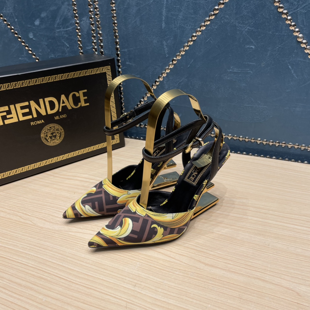 Fendi x Versace Fendace Printed Silk High-Heeled Slingbacks - PerfectKickZ