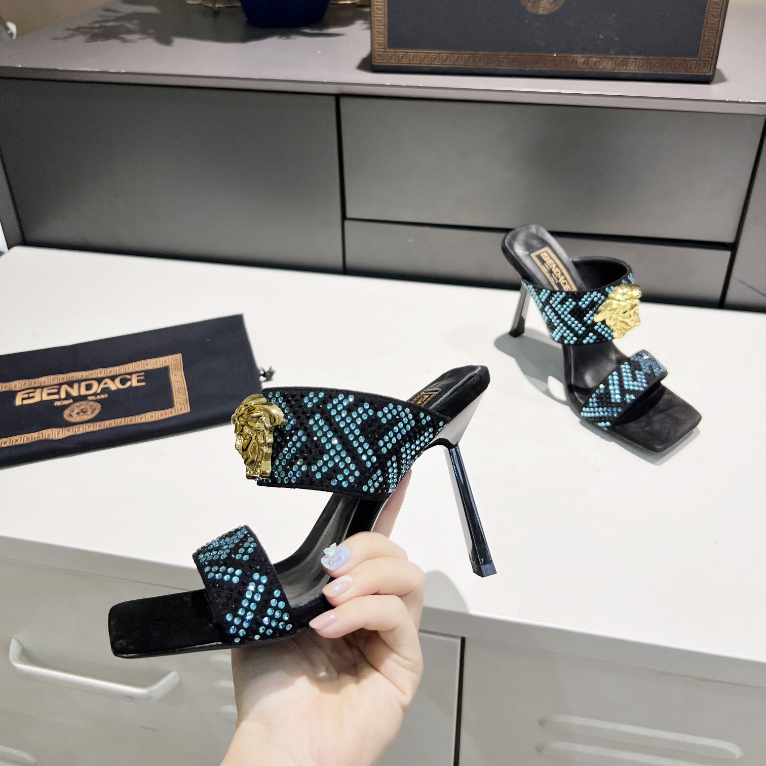 Versace Fendace  FF Jacquard Mules - PerfectKickZ