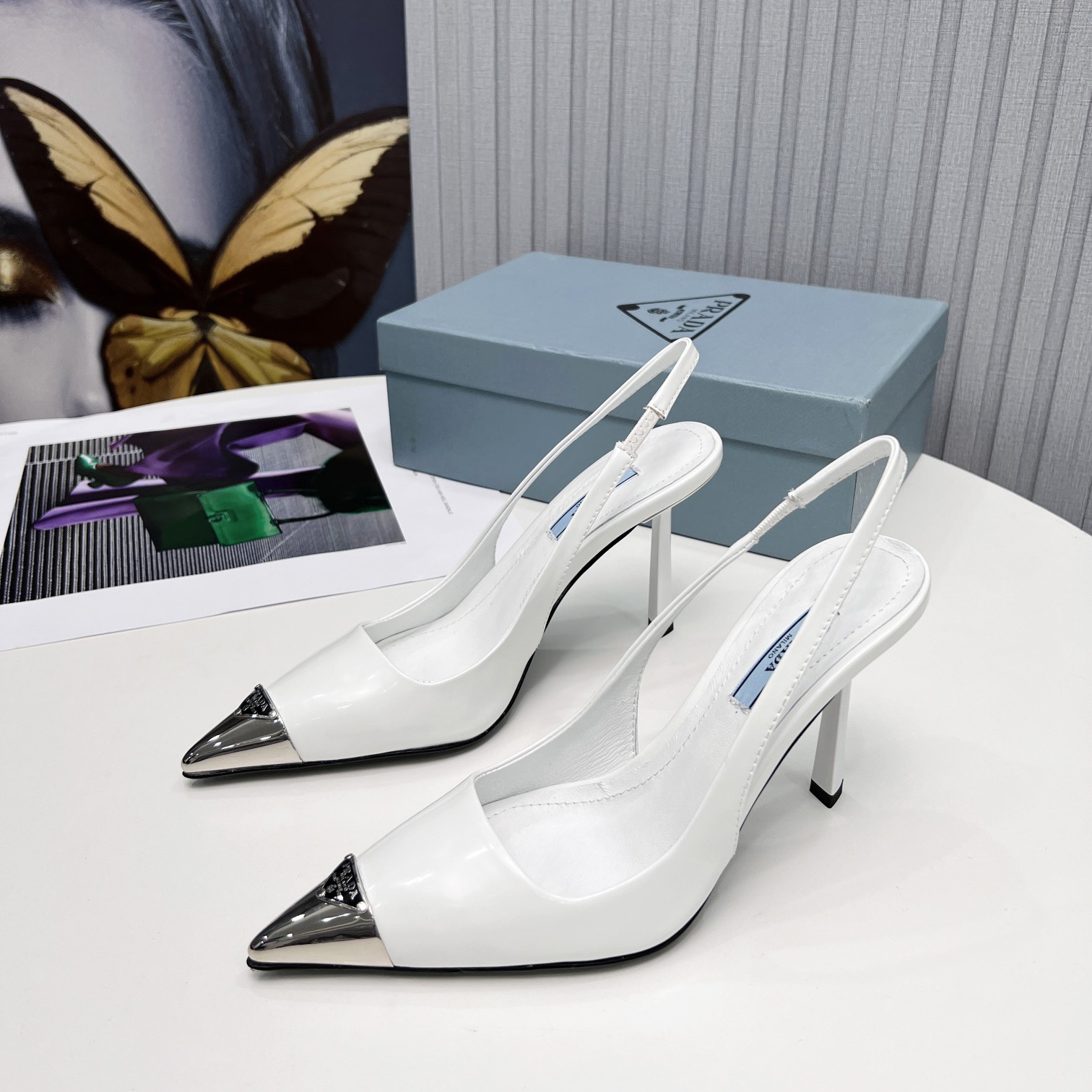 Prada Brushed Leather Slingback Pumps  - PerfectKickZ