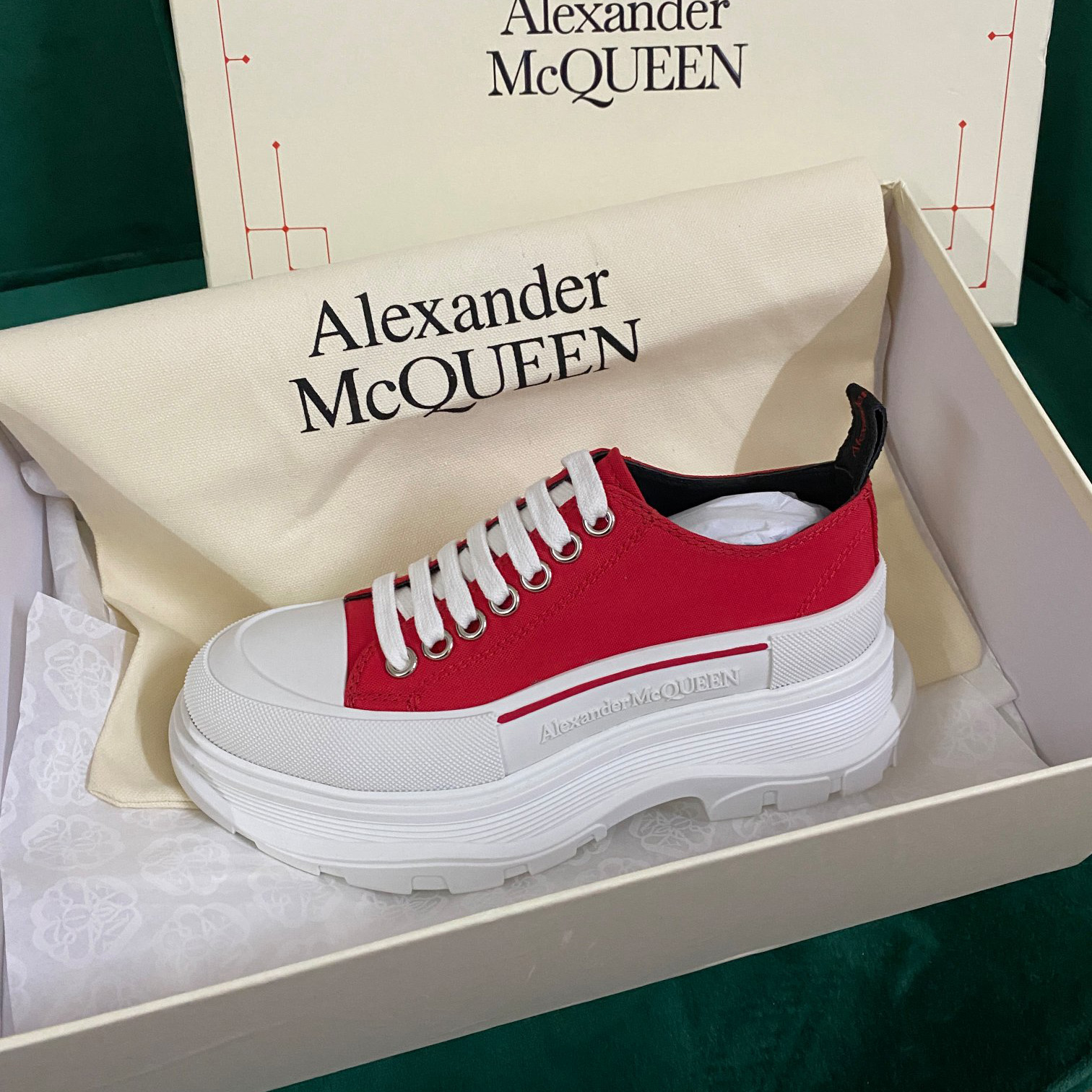 Alexander Mqueen Women's Tread Slick Lace Up In Lust Red - 